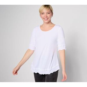 Liberare Women's Top Sz XL Como Jersey Double Layered White A631456